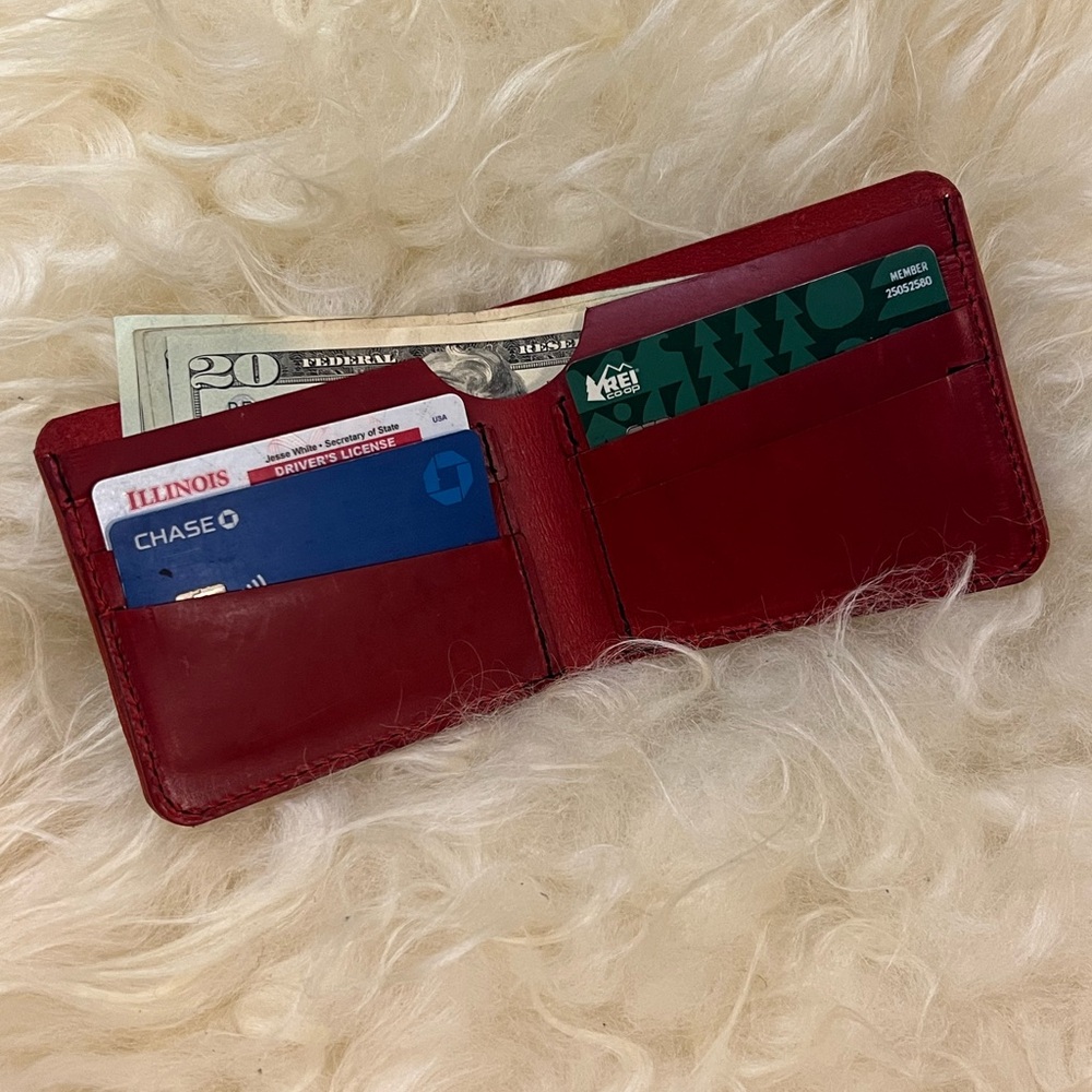 Red Walpier Butero Italian leather minimalist wallet